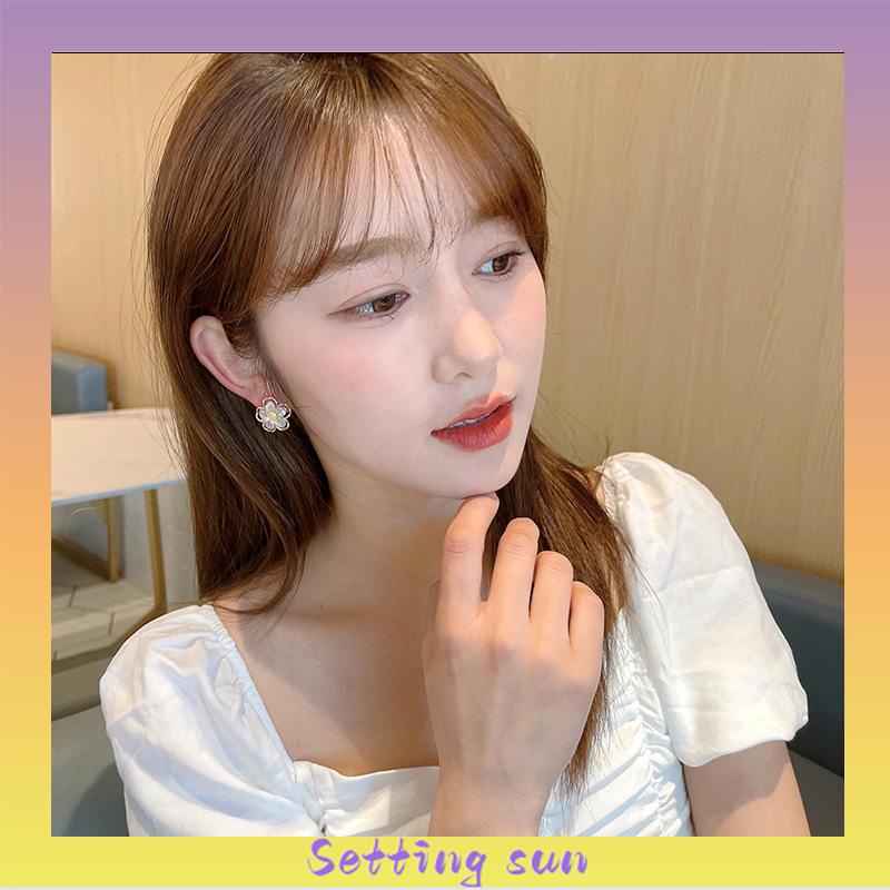 COD✨Anting Korea Simple Retro Anting Jepit Super Fairy Double Layer Flower Earrings Wanita Anting Fashion Pribadi TN