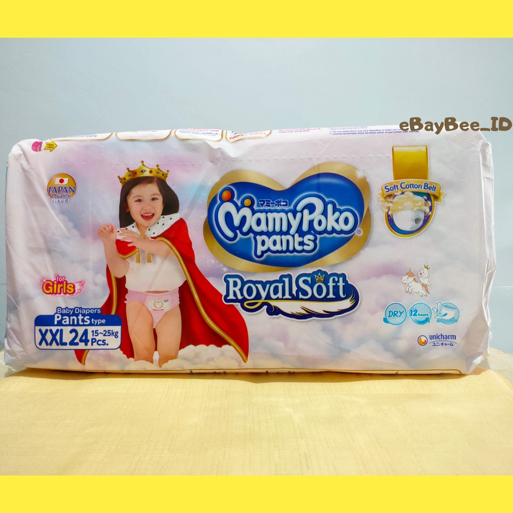 eBayBee_ID MamyPoko Pants Royal Soft | Popok bayi ukuran S46, M42, L34, XL 30, XXL 24