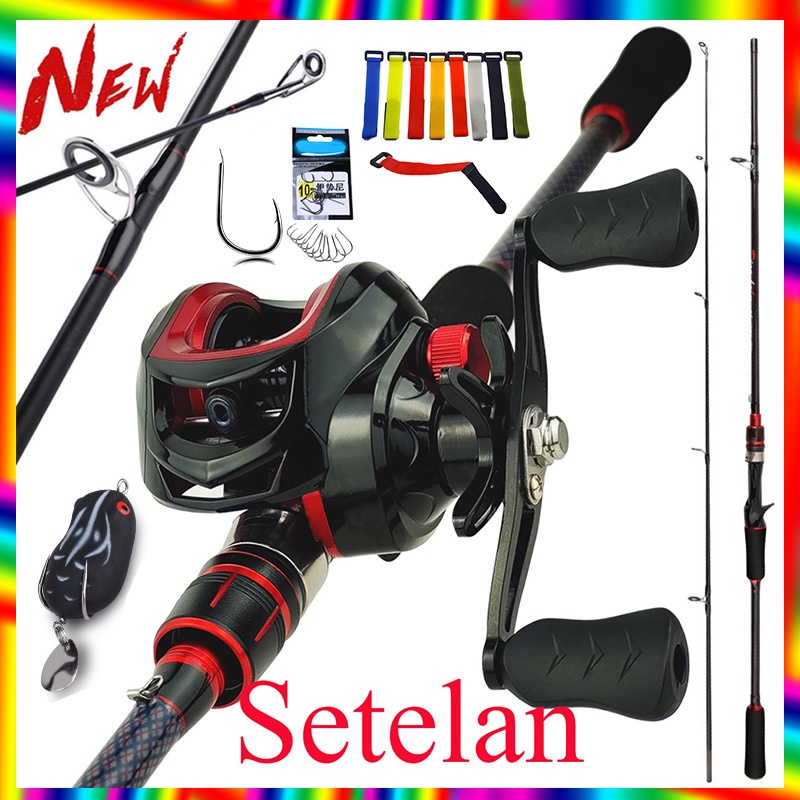 Baitcastin Fishing Reel Fishing Rod Set Rod Metal Reel Combo Joran Pancing 1.65M1.8M Max Drag 10kg Ukuran M Power Casting Fishing Rod Pancing 12+1 Reel Casting Bahan Metal Kapasitas Untuk Memancing 8-15lb  Fishing Wheel Fishing Pole Senar Pancing