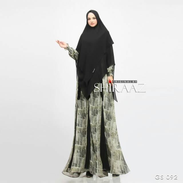 Ready set gamis syari shiraaz gs 092, Set gamis syari murah, Set gamis mewah, Set gamis ori,