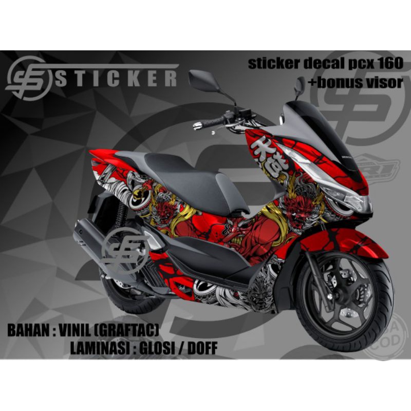 sticker decal variasi full body honda pcx 160 merah barong