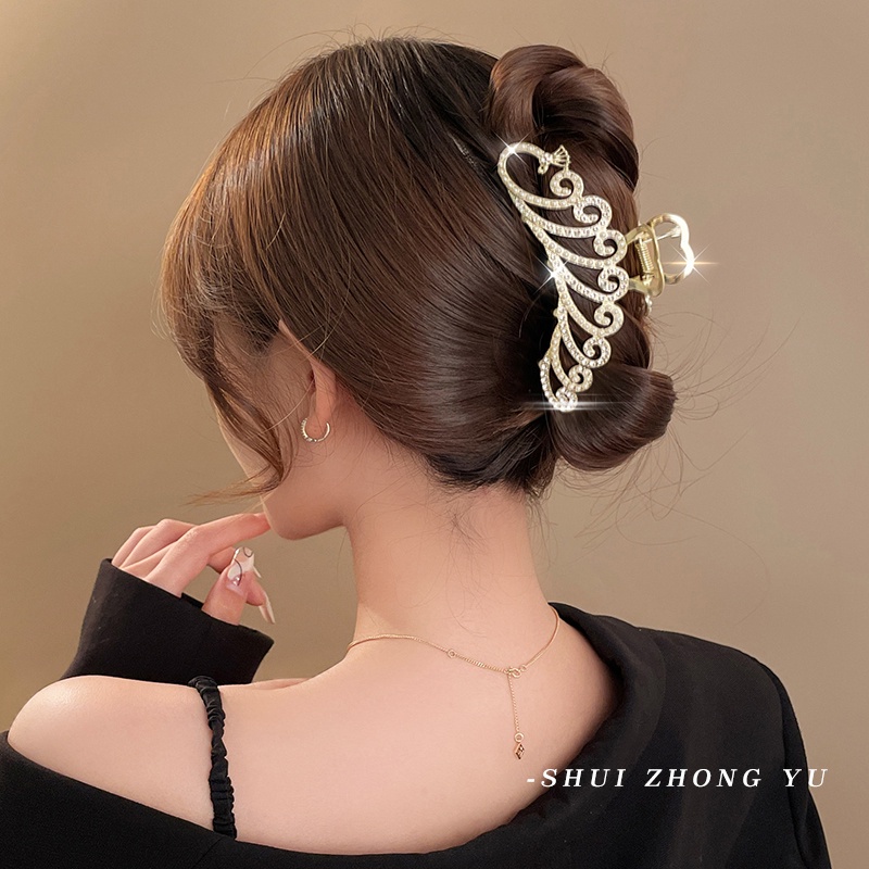 AY(CN) Jepit Rambut Bentuk Bunga Opal Aksen Mutiara Kristal Warna Emas Silver Untuk Wanita