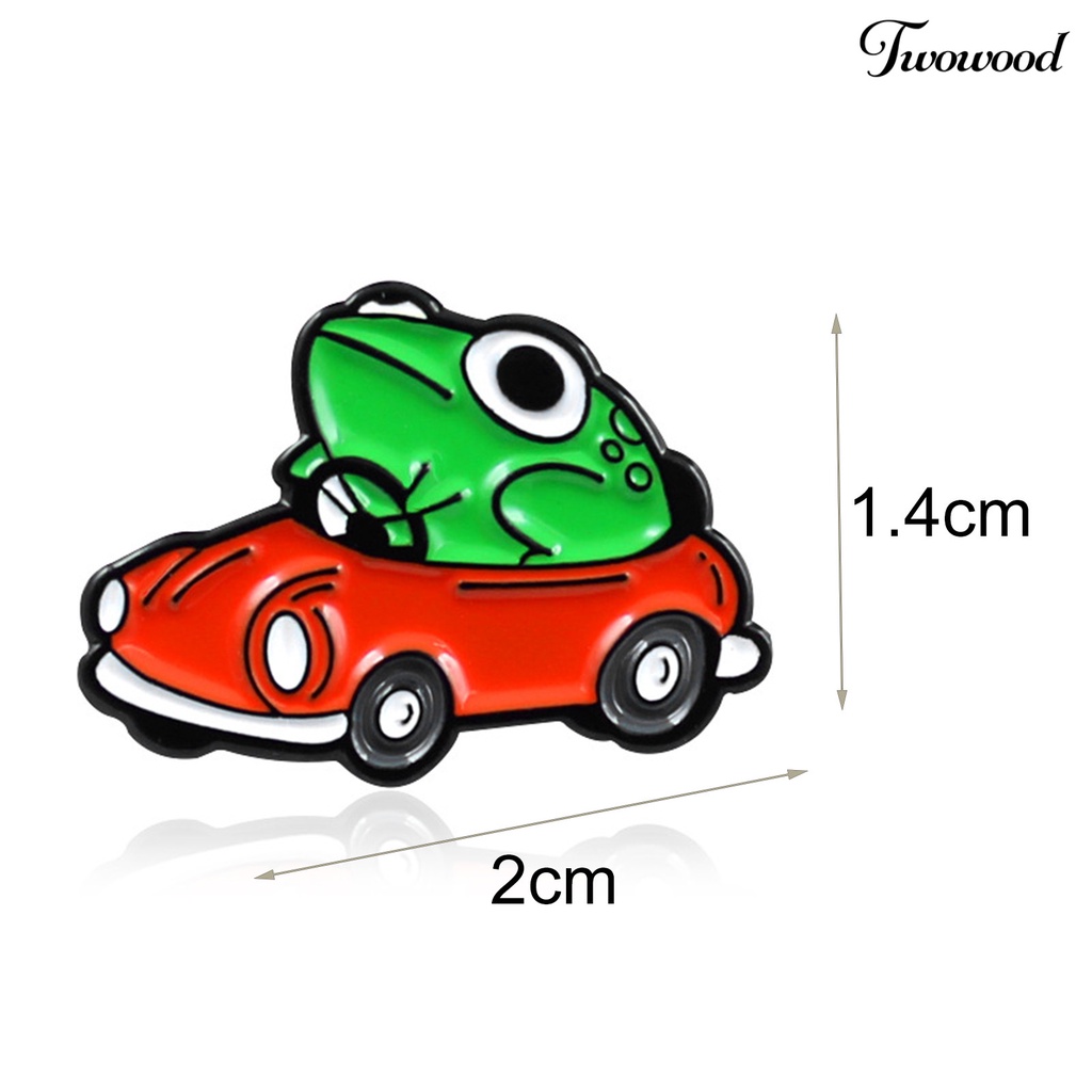 Twowood Brooch Frog Car Driving Cartoon Naughty Children Brooch for Clothes