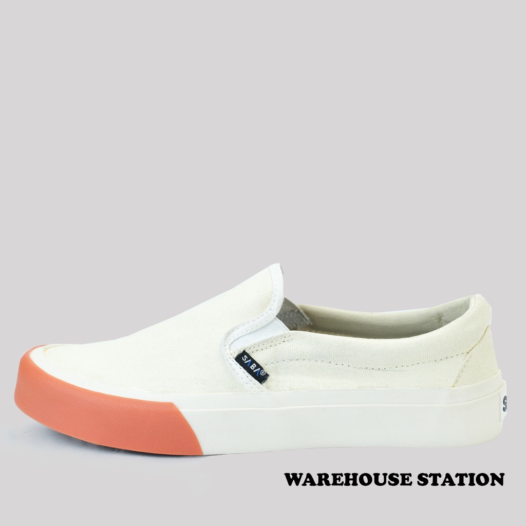 SABA Vintage Slip On Mono Off White - Sepatu Sneakers Casual Pria Wanita