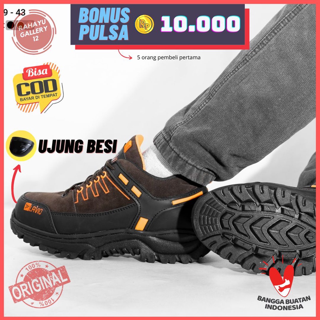 Sepatu Safety Pria Ujung Besi Original Asli Lavio Leacher Untuk Kerja Proyek Lapangan