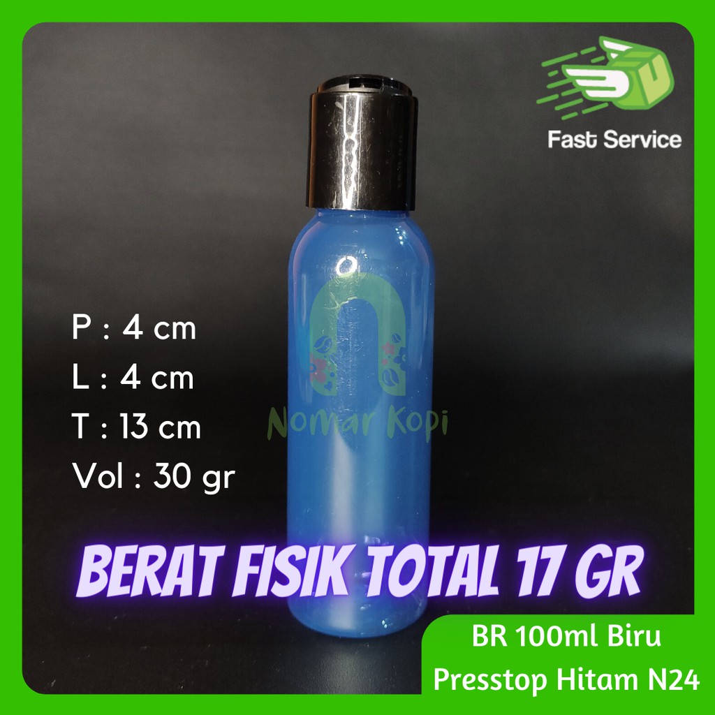 Botol 100ML BR BIRU Presstop