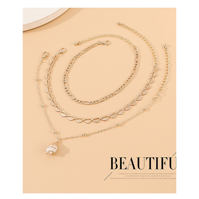 LRC Gelang Kaki Fashion Golden Shell Geometric Alloy Y64459