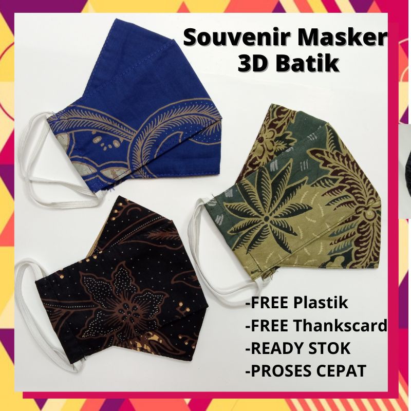 Souvenir Masker 3D Kain Batik Suvenir Sovenir Pernikahan Kantor Aqiqah Nikah Murah