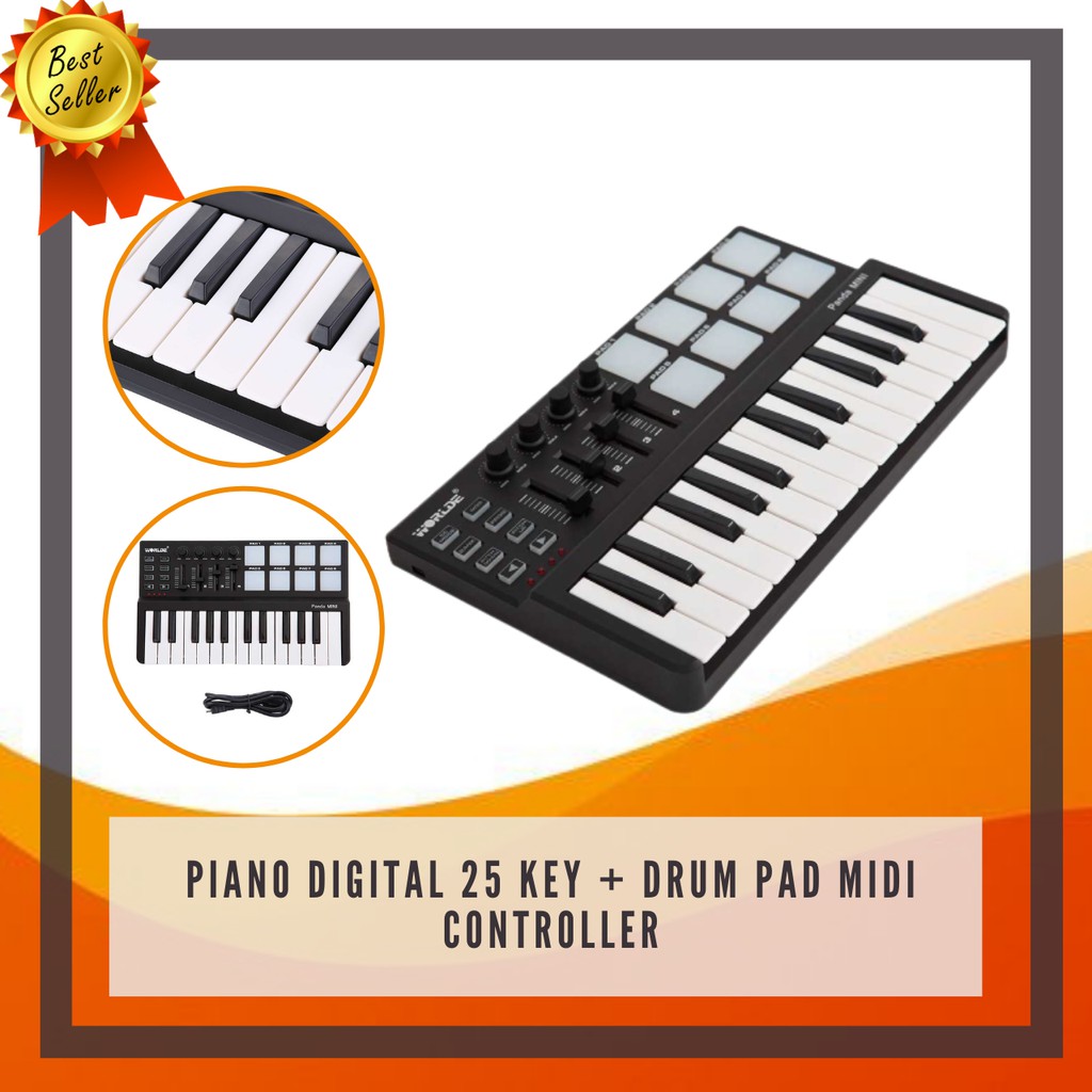 Jual Piano Digital 25 Key + DRUM Pad Keyboard Midi Controller | Shopee ...