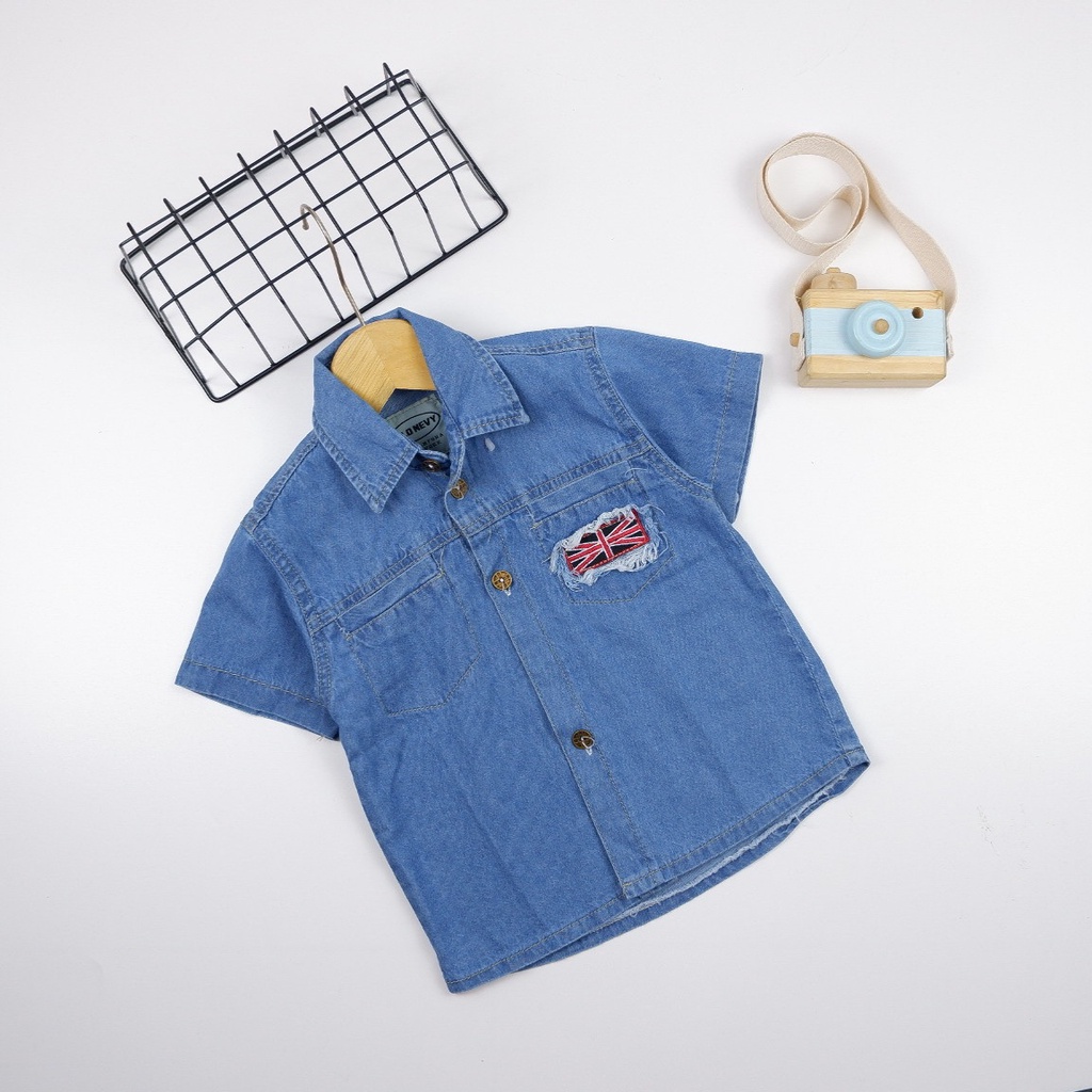 KEMEJA FLAG - Kemeja Jeans Anak 6-8 Tahun | Atasan Anak Laki-laki | Kemeja Anak