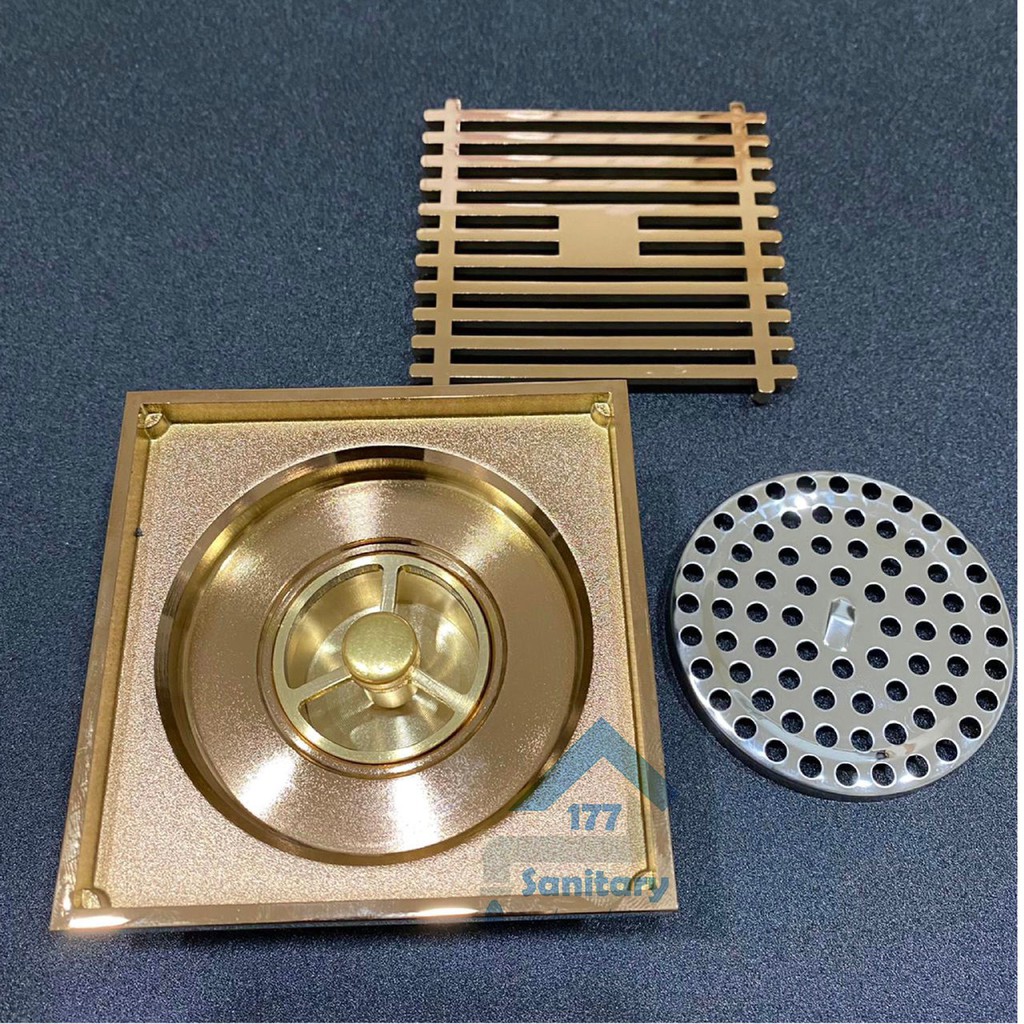 Saringan Got air KUNINGAN tebal Minimalis ROSE GOLD 667RG -Floor Drain brass anti bau antik unik /H1