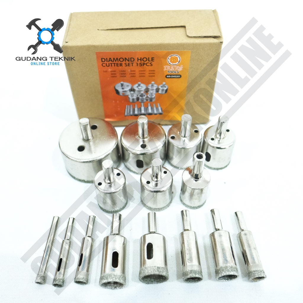 Diamond Core Drill 1 SET 15pcs IKURA IKR DHS201 / Mata Bor Kaca Keramik Granit Granite 15 Pcs IKURA