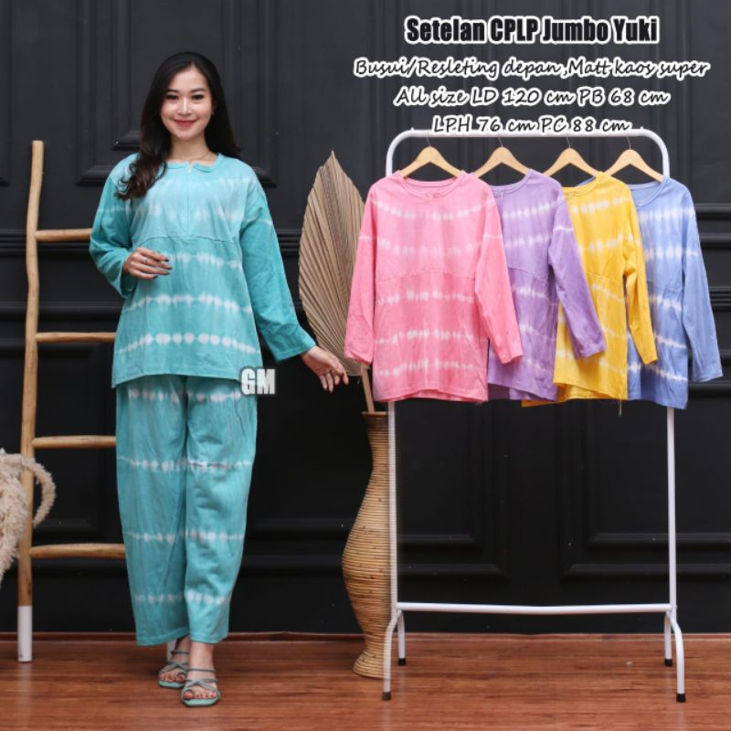 Baju tidur jumbo busui resleting depan ld 120