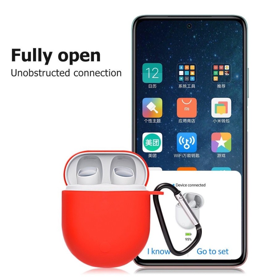 Case Cover Casing Redmi Buds 3 Pro Airdots Earphone Rubber Carabiner