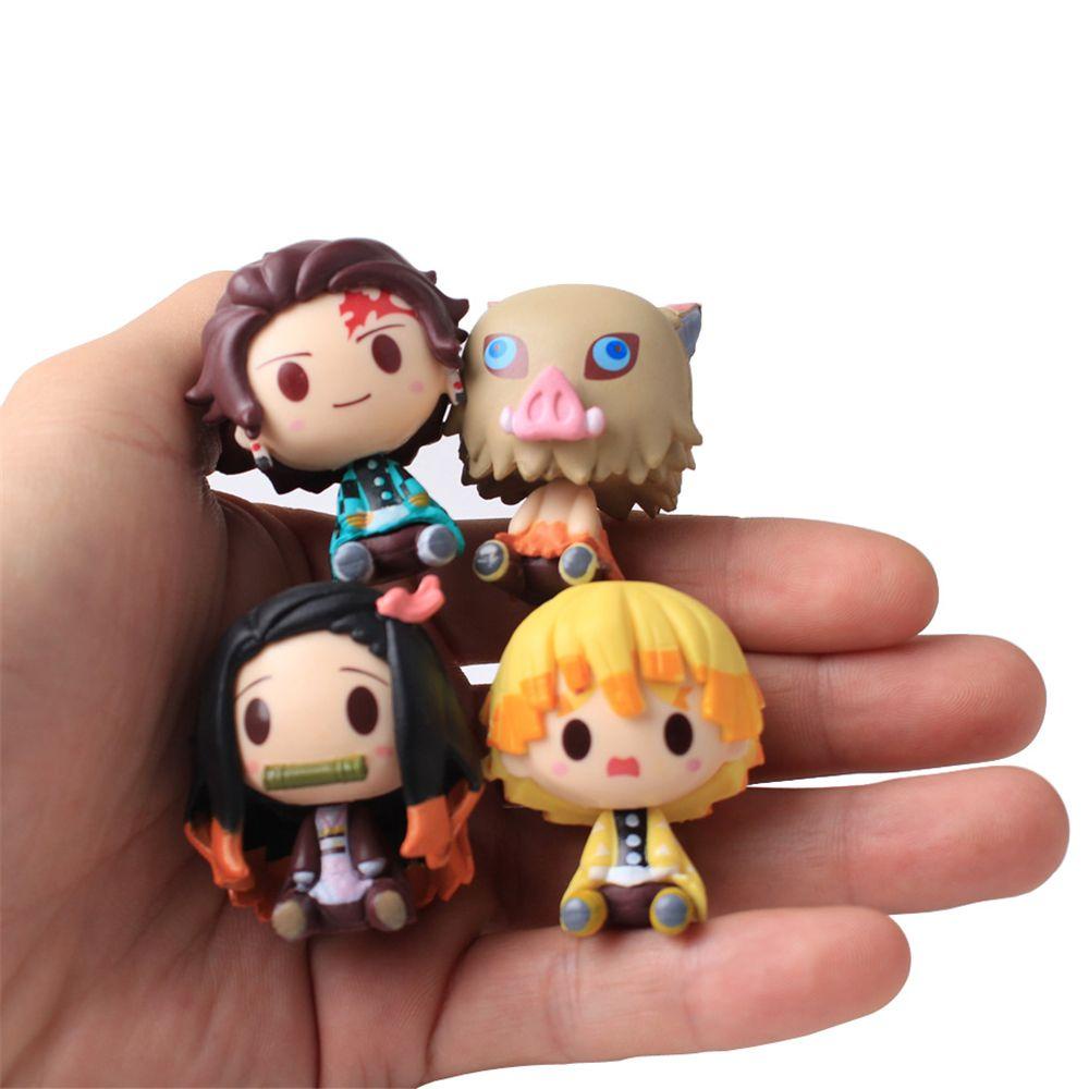 Top 4Pcs /Set Figure Demon Slayer Q Kimetsu No Yaiba Figure Lucu