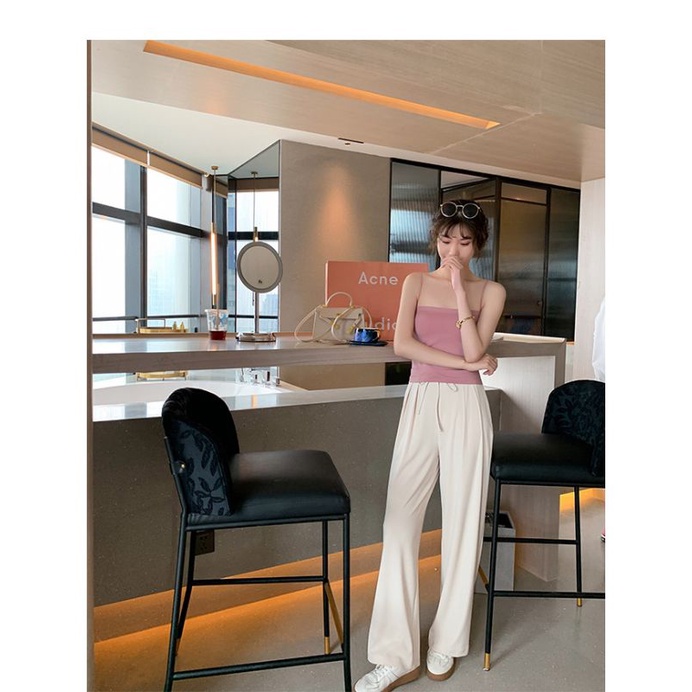 Tank Top Bra  Busa Basic Wanita Panjang / Tanktop Square Tali Spaghetti Premium-Basic Top Pink