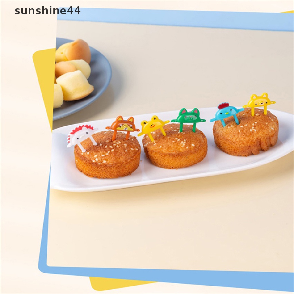 Sunshine 6Pcs Garpu Buah / Dessert / Bento Bentuk Kartun Hewan Lucu