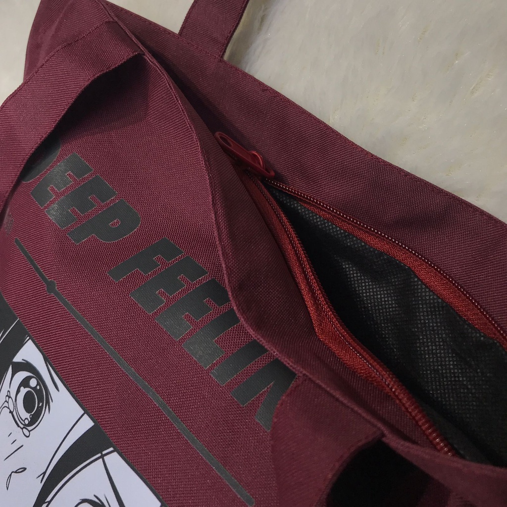 Totebag Deep Feelings Maroon Anime Manga Premium Unisex