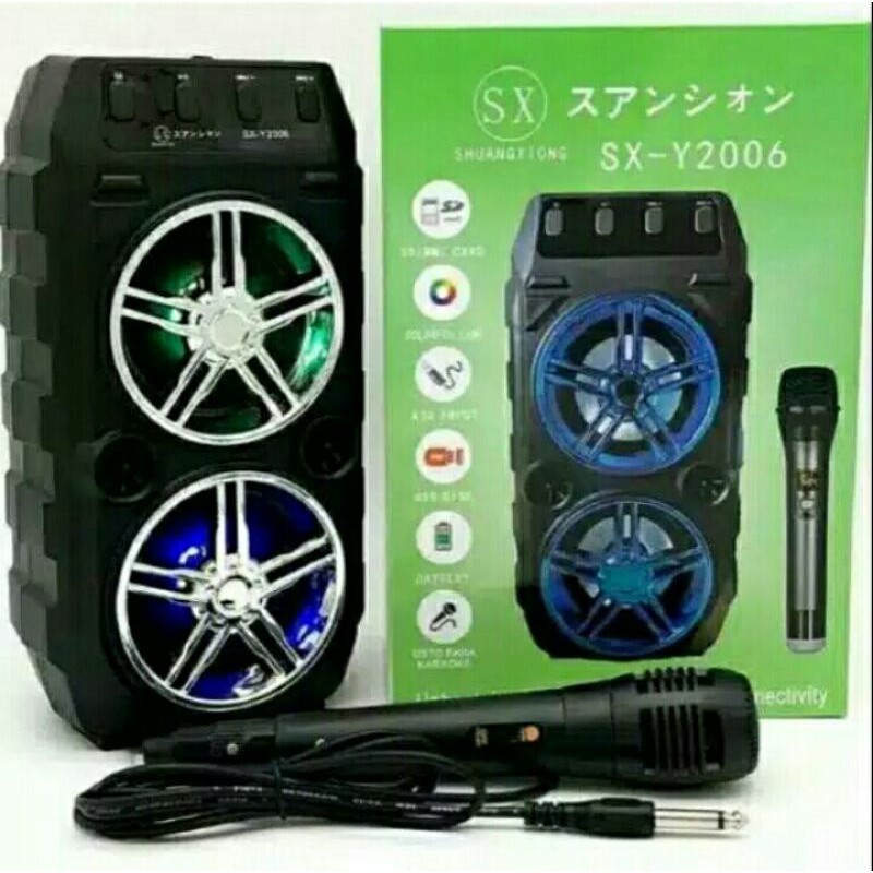 Speaker Bluetooth Portable SHUANGXIONG SX-Y2006 Free Mic Karaoke Speaker Multifungsi