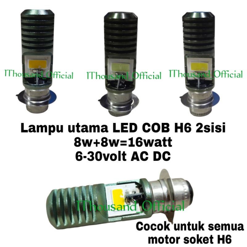 1Thousand Lampu utama H6 LED COB 2sisi AC DC motor bebek matic/1Thousand Lampu depan LED H6 2sisi AC