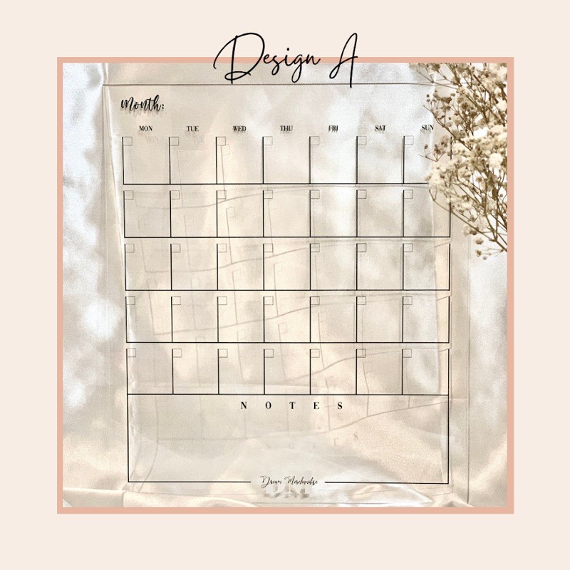

Monthly Acrylic Planner "Design A