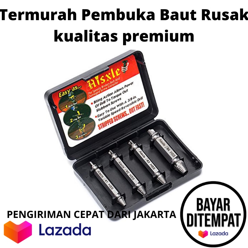 Termurah pembuka baut rusak, screw extractor broken striped screw remover, Screw Extractor Murah, ku