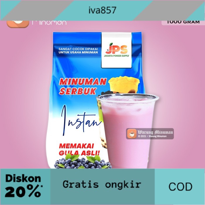 

PROMO Bubuk Minuman 1 kg Blueberry Blue Berry JPS Mix Dengan Gula GRATIS ONGKIR