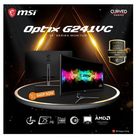 Monitor LED Gaming MSI Optix G241 G241VC 24&quot; 1920x1080 75Hz 1ms HDMI