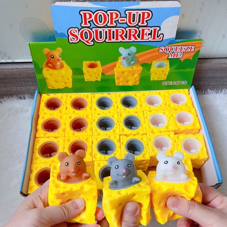 Mainan Pop it Squishy Mainan Squish Mouse Squisi Tikus Keju Gelas Tikus Karet Silikon / Mainan Pencet Pop It Lucu Murah Penghilang Stress Tupai Karet Silikon Mainan Tupai Lucu Remasan