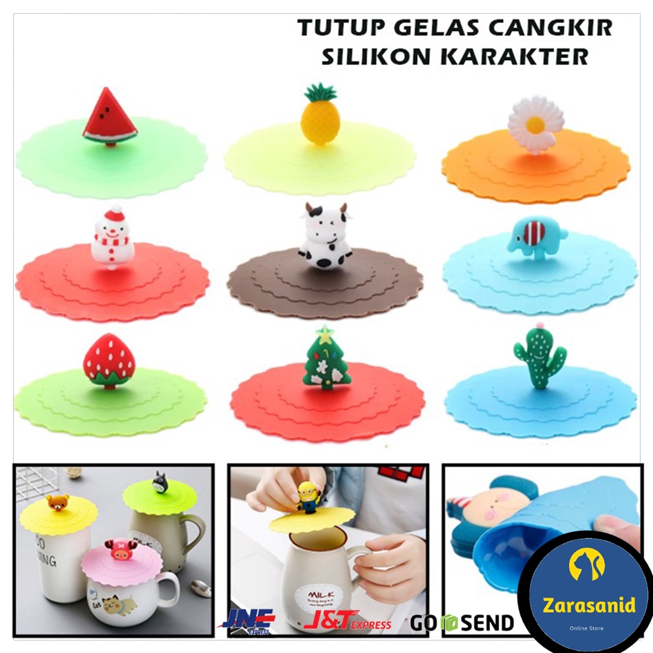 Tutup Gelas Silikon Karakter Cover Penutup Cangkir Silicone Anti Debu