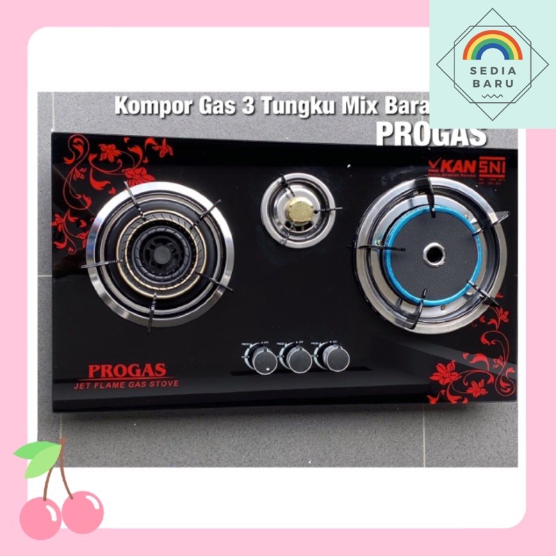 Kompor tanam 3 tungku Progas Gas + infrared