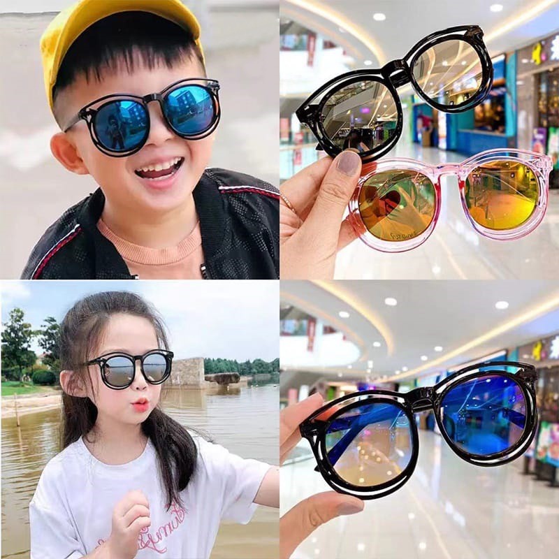 Kacamata Anak New Trend/Fashion Anak Terbaru Bulat New kacamata hitam KM199 High Quality Import Kacamata Fashion Tmall88