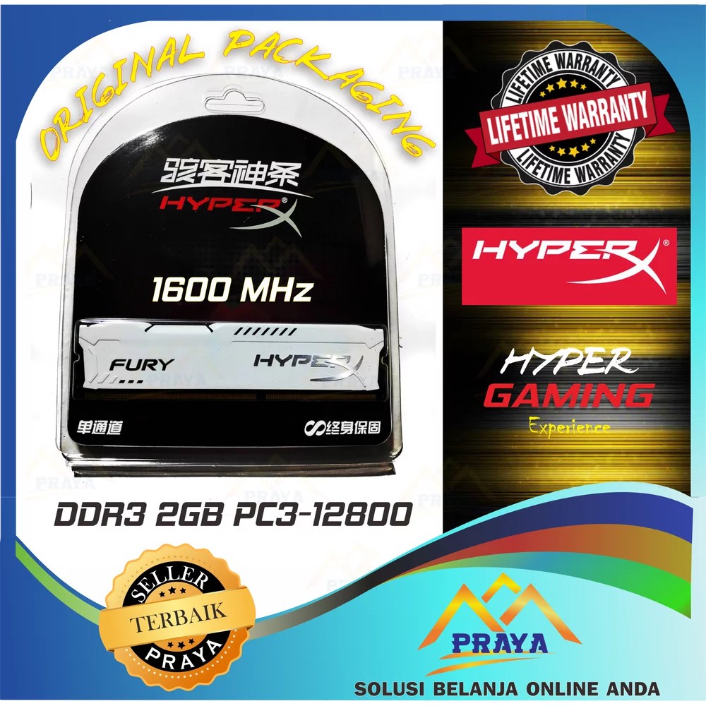 ORIGINAL RAM PC DDR3 2GB 2 GB KINGSTON HYPERX HEATSINK PC-12800 Pc12800 1600 MHZ DIMM LONGDIMM