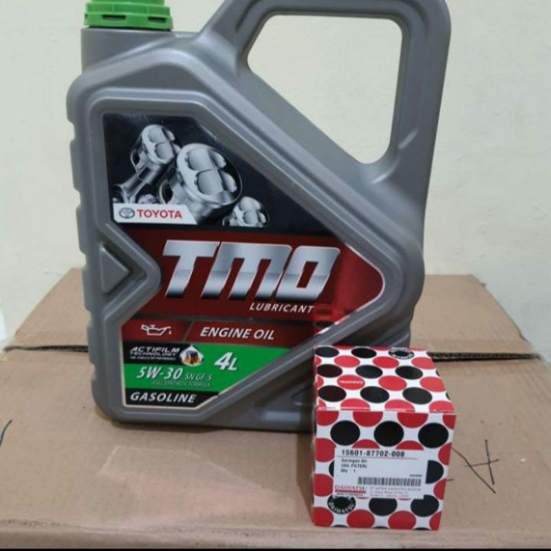Paket Oli Toyota Tmo Green 5W-30 4Liter + Filter Oli Daihatsu Original