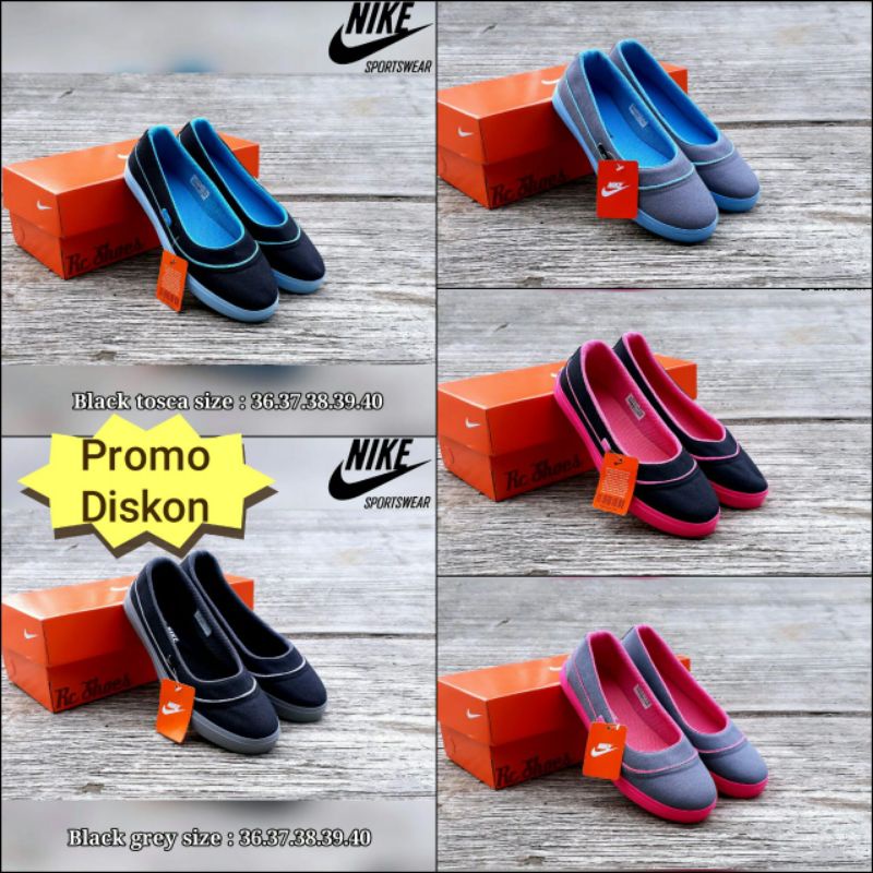 Sepatu NIKE SELOP PEREMPUAN . Sepatu NIKE BALET Slip On Cewek . Sepatu Nike Flat Shoes