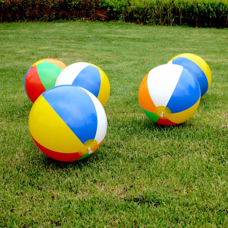 1pc Mainan Bola Pantai Tiup Warna Pelangi Ukuran 12 Inch Untuk Musim Panas