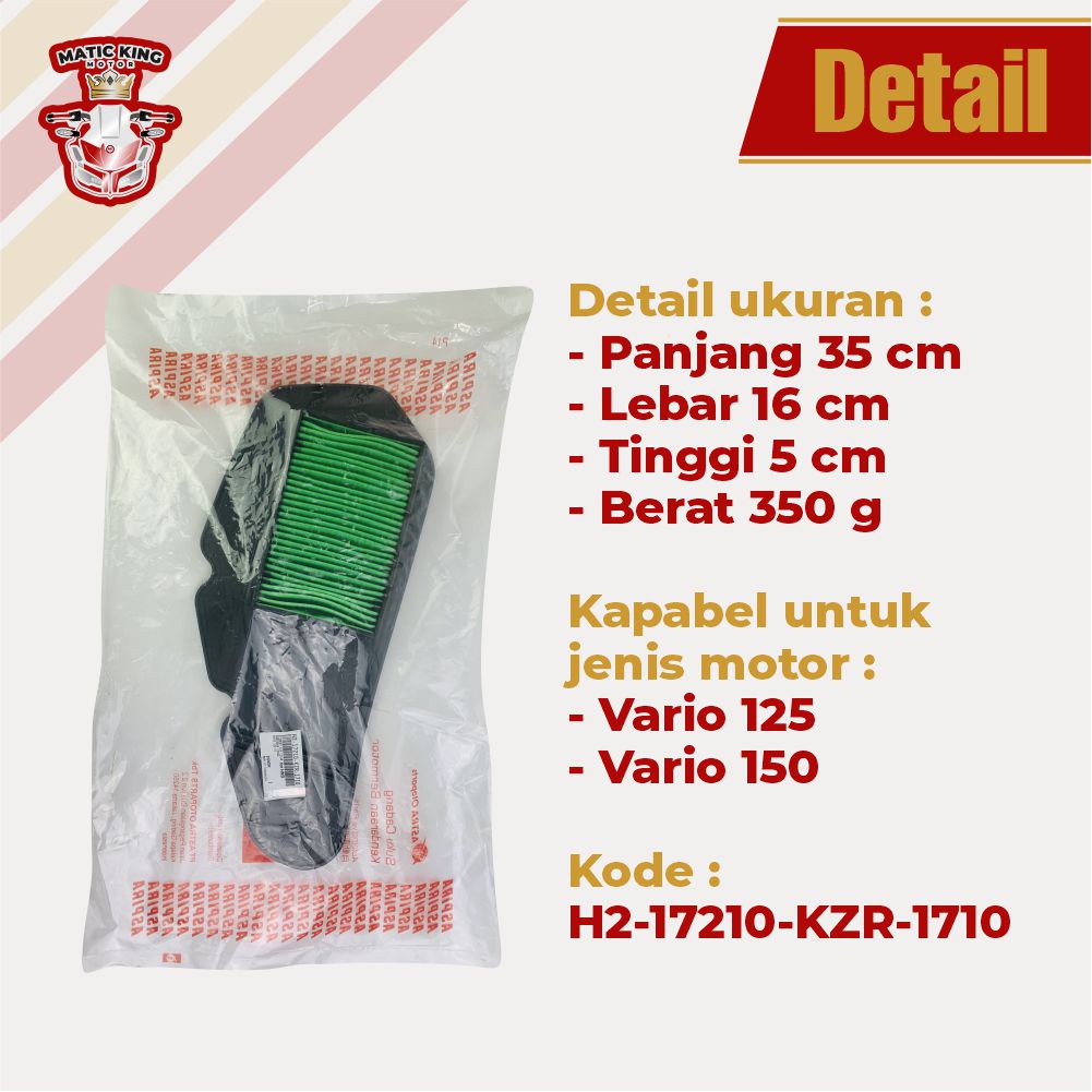 Filter Udara Hawa Honda Vario 125 150 Fi ESP ORI ASLI Aspira Astra Otoparts H2-17210-KZR-1710