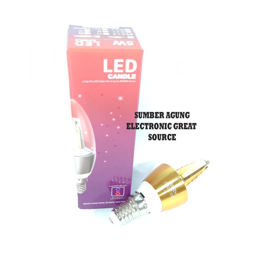 Oska Lampu Lilin Candle LED E14 5W Cahaya Kuning Warm White Merk Oska