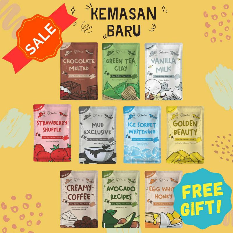 MASKER LEA GLORIA 10GRAM/LEA GLORIA TRAVEL SIZE/MASKER ORGANIK/BPOM