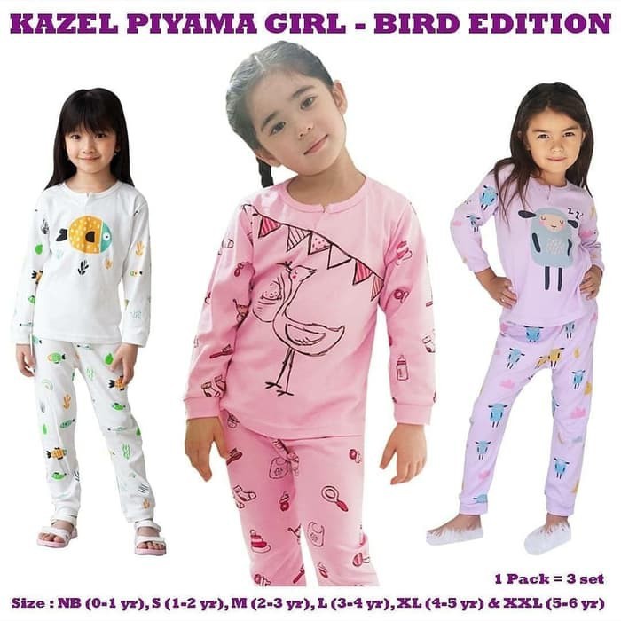KAZEL PIYAMA BIRD SETELAN OBLONG CELANA PANJANG 3IN1