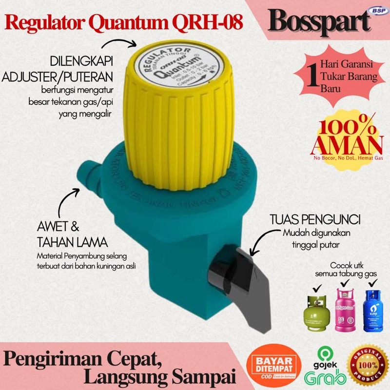 Regulator Gas Tekanan Tinggi Quantum Non Meter QRH-08 / QRH08 / Regulator Quantum High Pressure