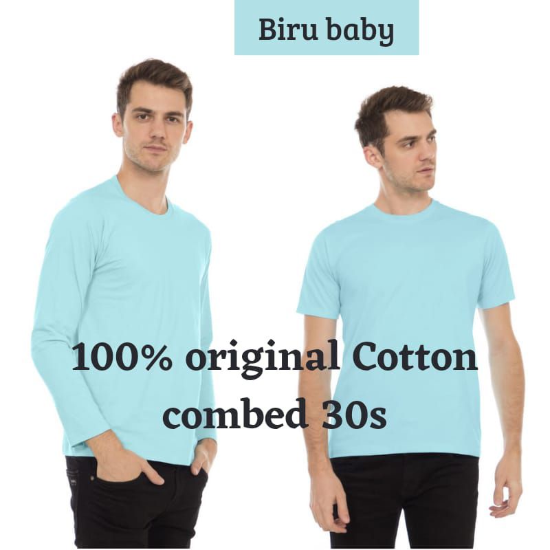 Kaos polos Biru baby, Biru telor asin, Biru Langit  Kaos Polos Pria Cotton Combed 30s Pakaian polos 