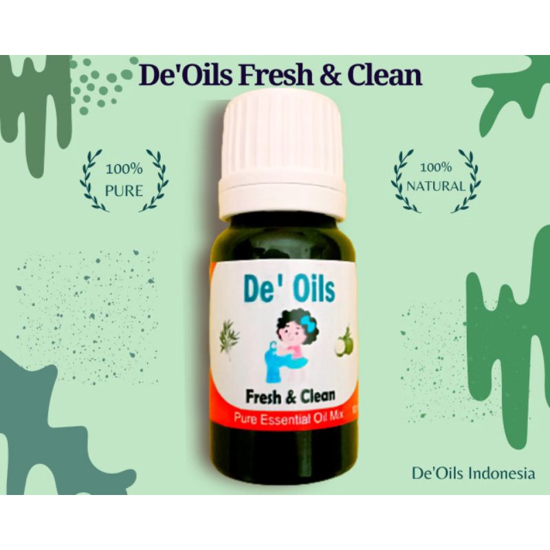 De'Oils Fresh &amp; Clean Essential Oil Murni Berkualitas Imune Booster Natural Aromaterapi Difuser Humidifier Mood Booster 100% Minyak Atsiri