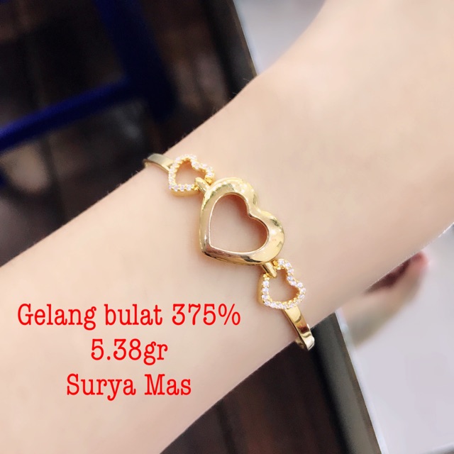 Gelang bulat love emas 375%