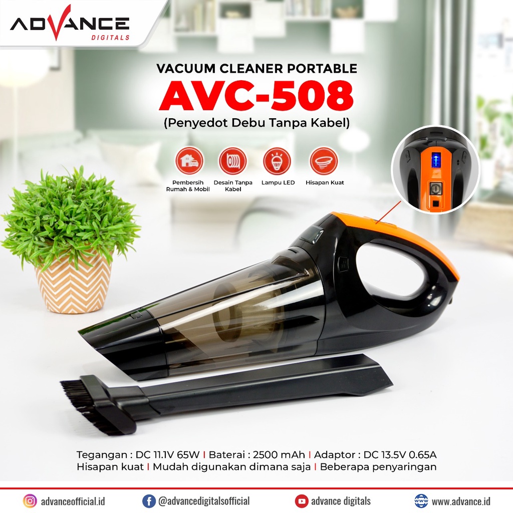Vakum Cleaner Wireless / Penyedot debu wirles AVC 508 Advance Garansi resmi