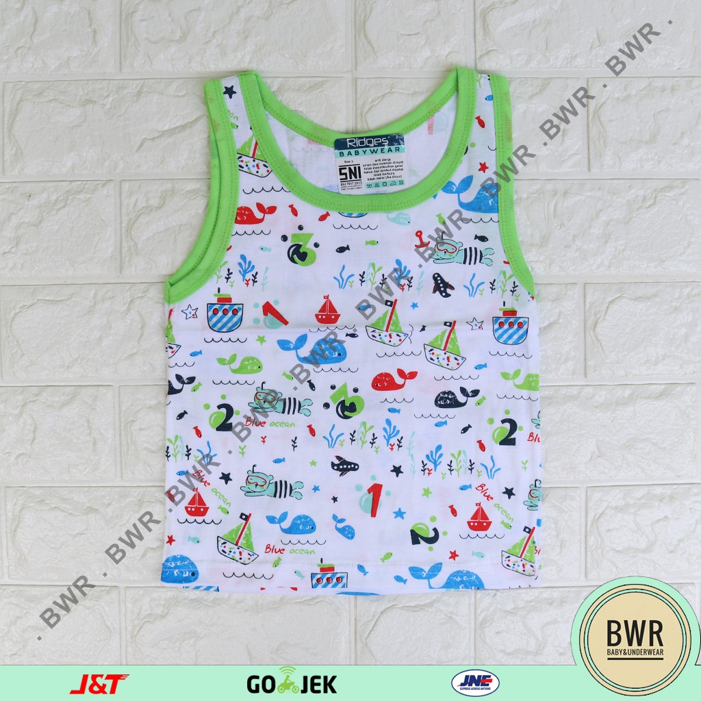 Singlet RIDGES Motif Tangtop Anak [ IV A5 - D5 ] Kaos Dalam Anak Kutung Sablon List Warna - Bwr