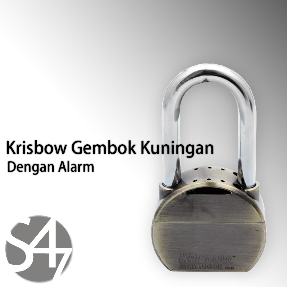 Gembok Kuningan Dengan Alarm krissbow / gembok pintu kuningan solid, zinc, stainless steel