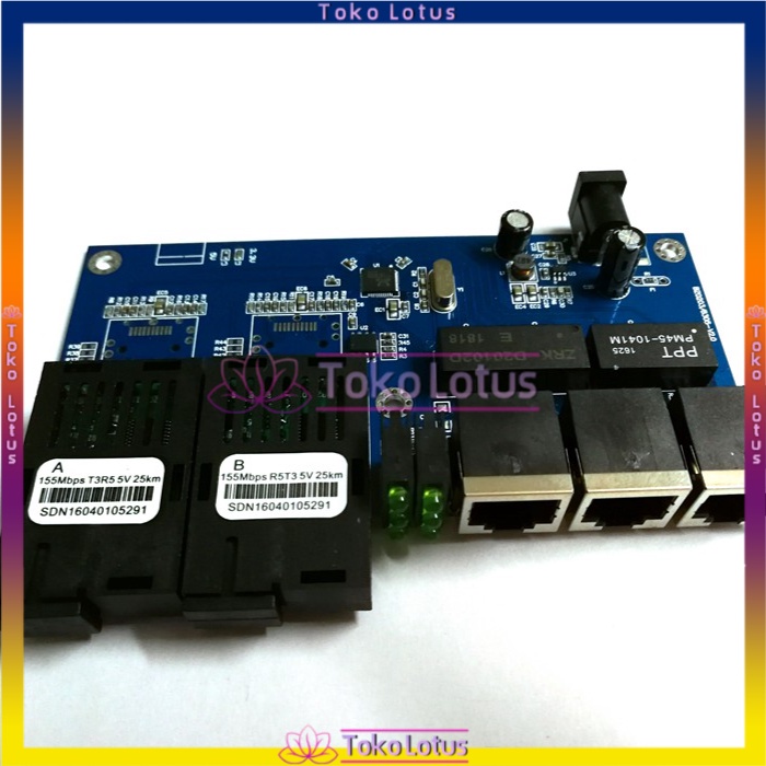 [Bisa Bayar Ditempat] 10 / 100Mbps 2 SC 3 RJ45 PCB Board Single Mode Fast Ethernet Fiber Optical