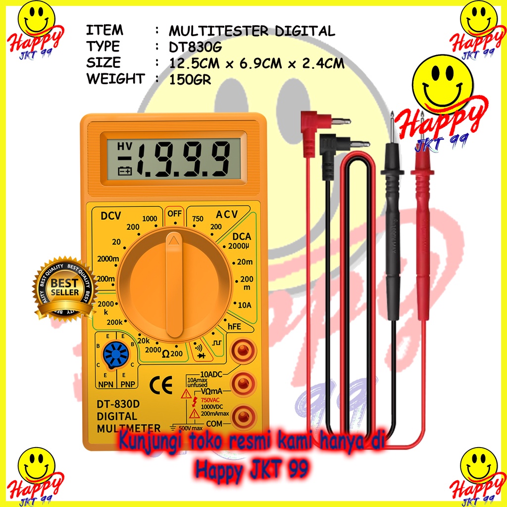 [ HAPPY JKT 99 ] MULTITESTER MULTIMETER AVOMETER TESTER DT830G DT-830G ORIGINAL