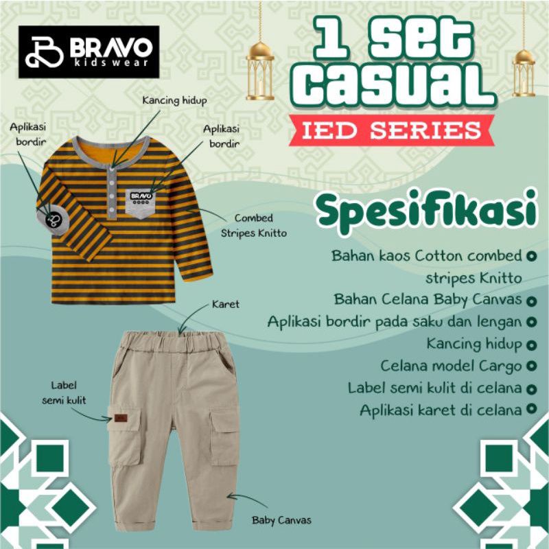 Afsheenastore Bravo Set Casual Setelan Anak Laki 2-10T